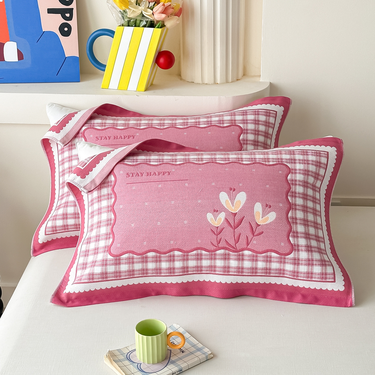 91家纺网 家纺一手货源 找家纺 （总）沐瑟家纺 2025新款亲肤柔软纱布小米格枕巾