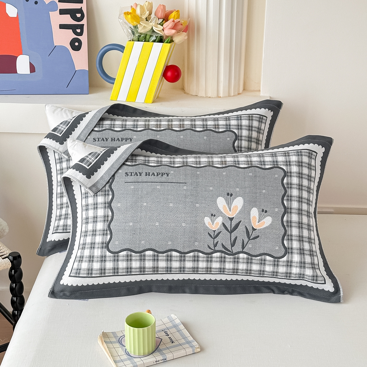 91家纺网 家纺一手货源 找家纺 （总）沐瑟家纺 2025新款亲肤柔软纱布小米格枕巾