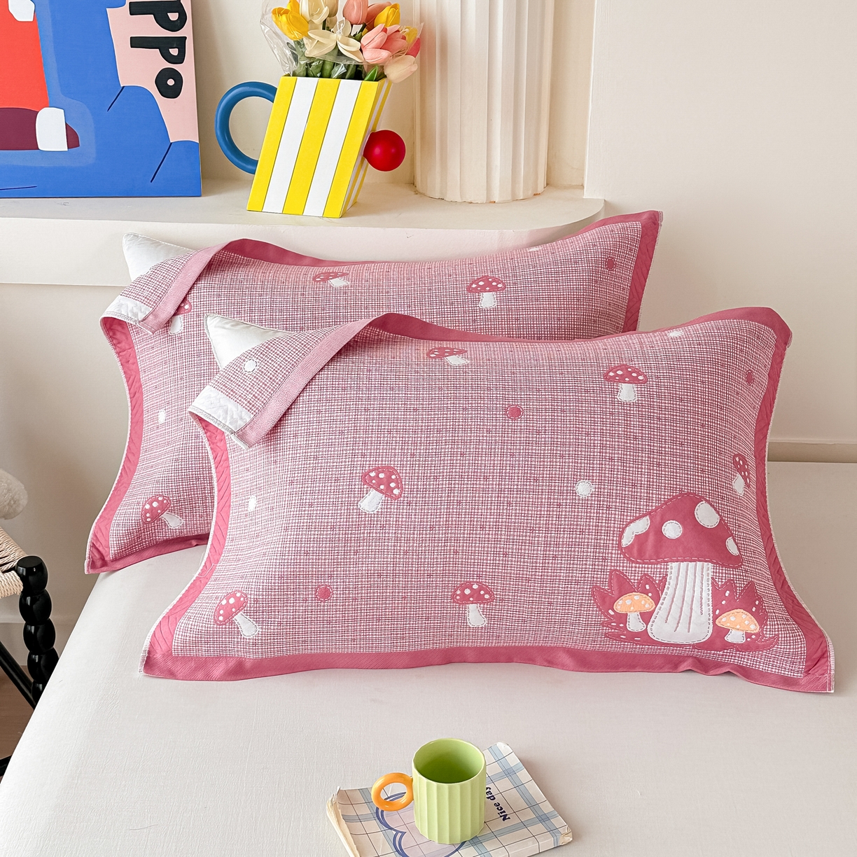 91家纺网 家纺一手货源 找家纺 （总）沐瑟家纺 2025新款亲肤柔软纱布小米格枕巾