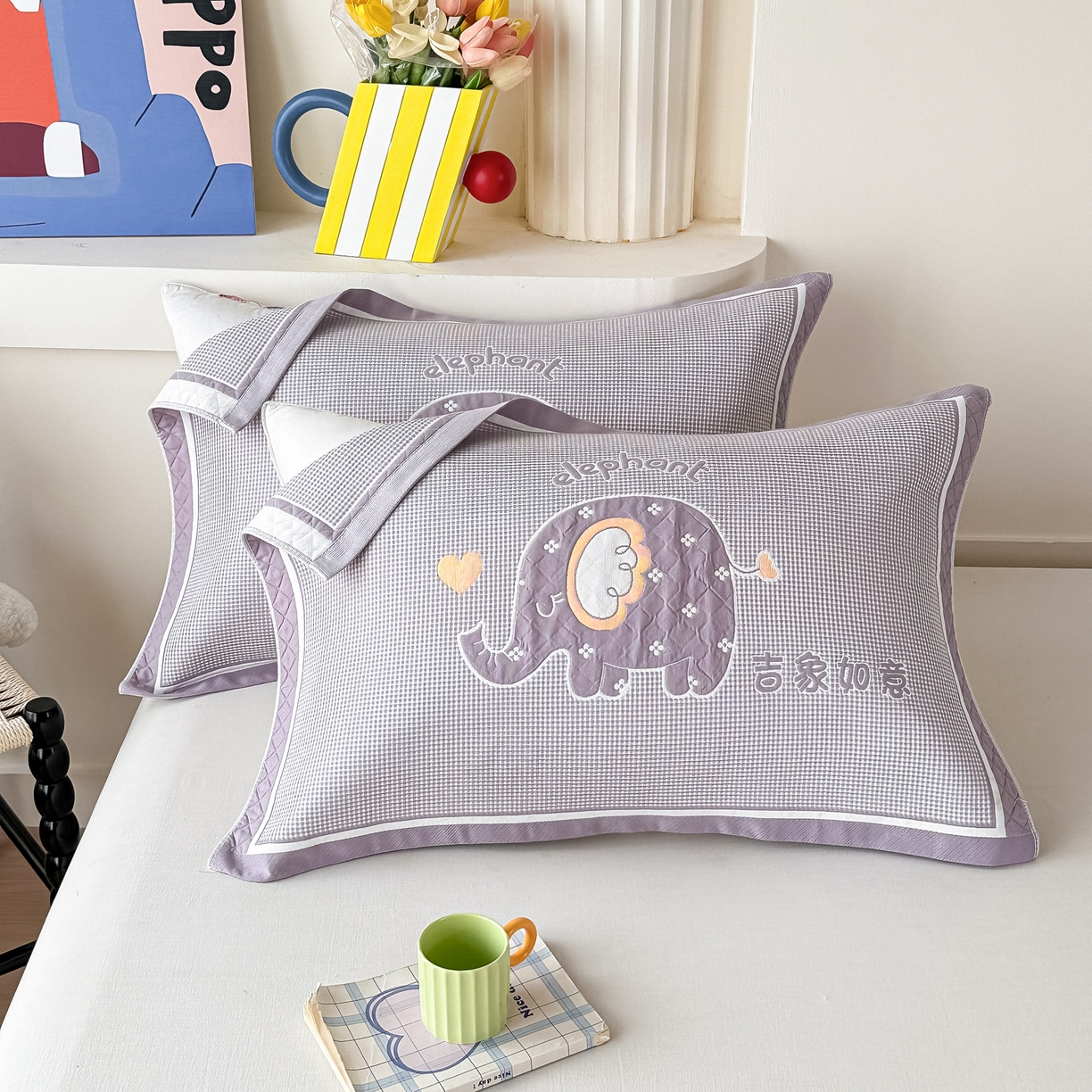 91家纺网 家纺一手货源 找家纺 （总）沐瑟家纺 2025新款亲肤柔软纱布小米格枕巾