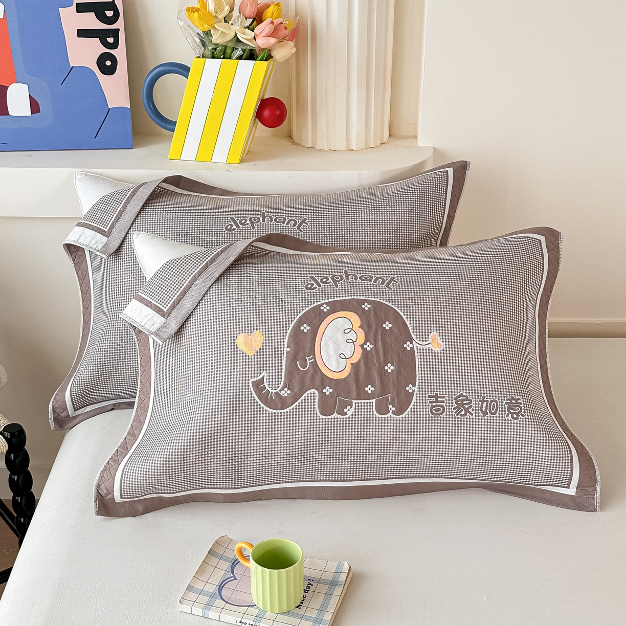 91家纺网 家纺一手货源 找家纺 （总）沐瑟家纺 2025新款亲肤柔软纱布小米格枕巾