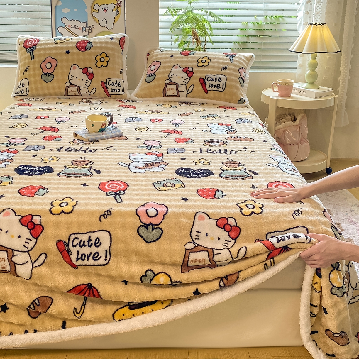 91家纺网 家纺一手货源 找家纺 眠势力 2025新款暖绒泡泡床单冬季保暖被单牛奶绒床单罩 可爱多【暖绒泡泡床单】