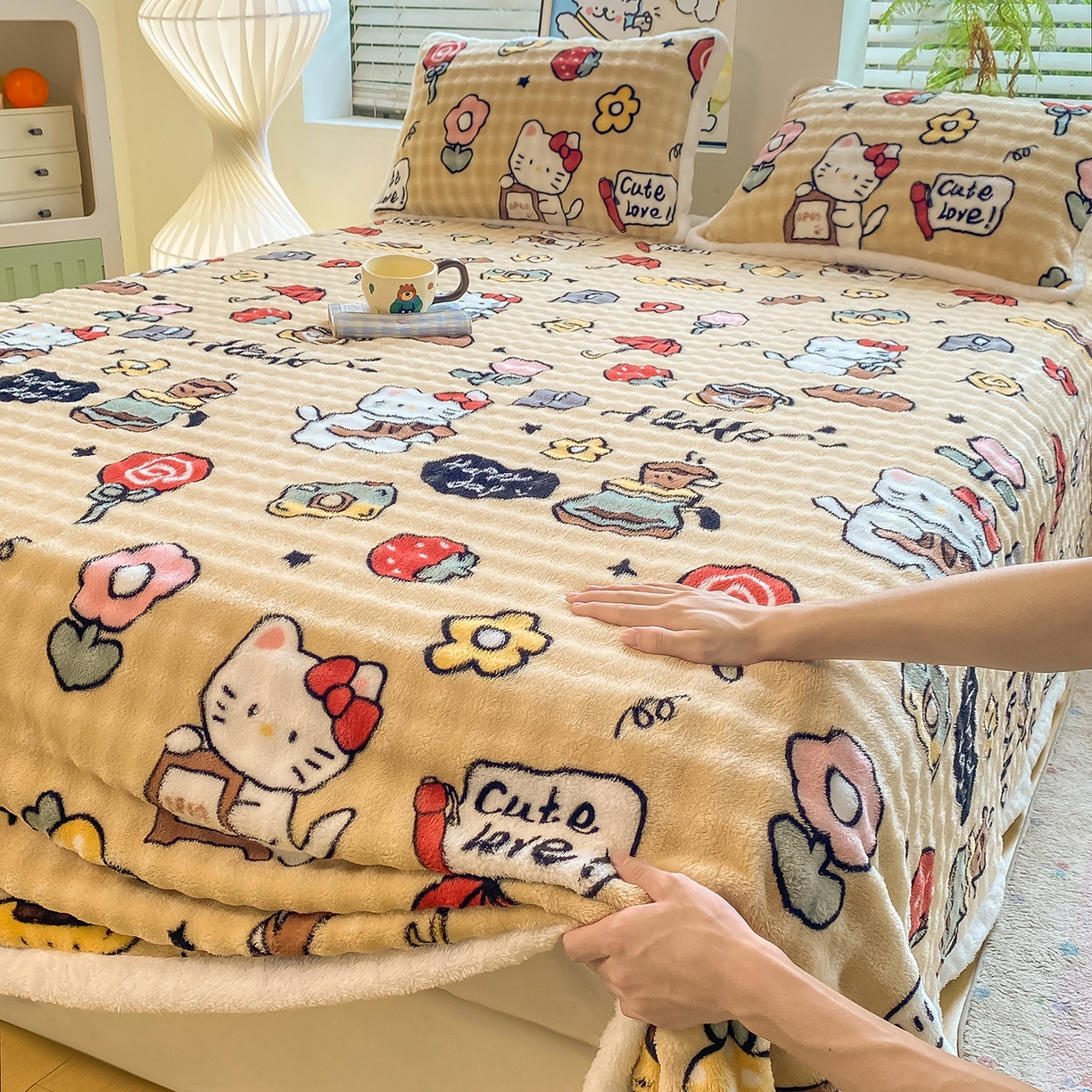 91家纺网 家纺一手货源 找家纺 眠势力 2025新款暖绒泡泡床单冬季保暖被单牛奶绒床单罩 可爱多【暖绒泡泡床单】