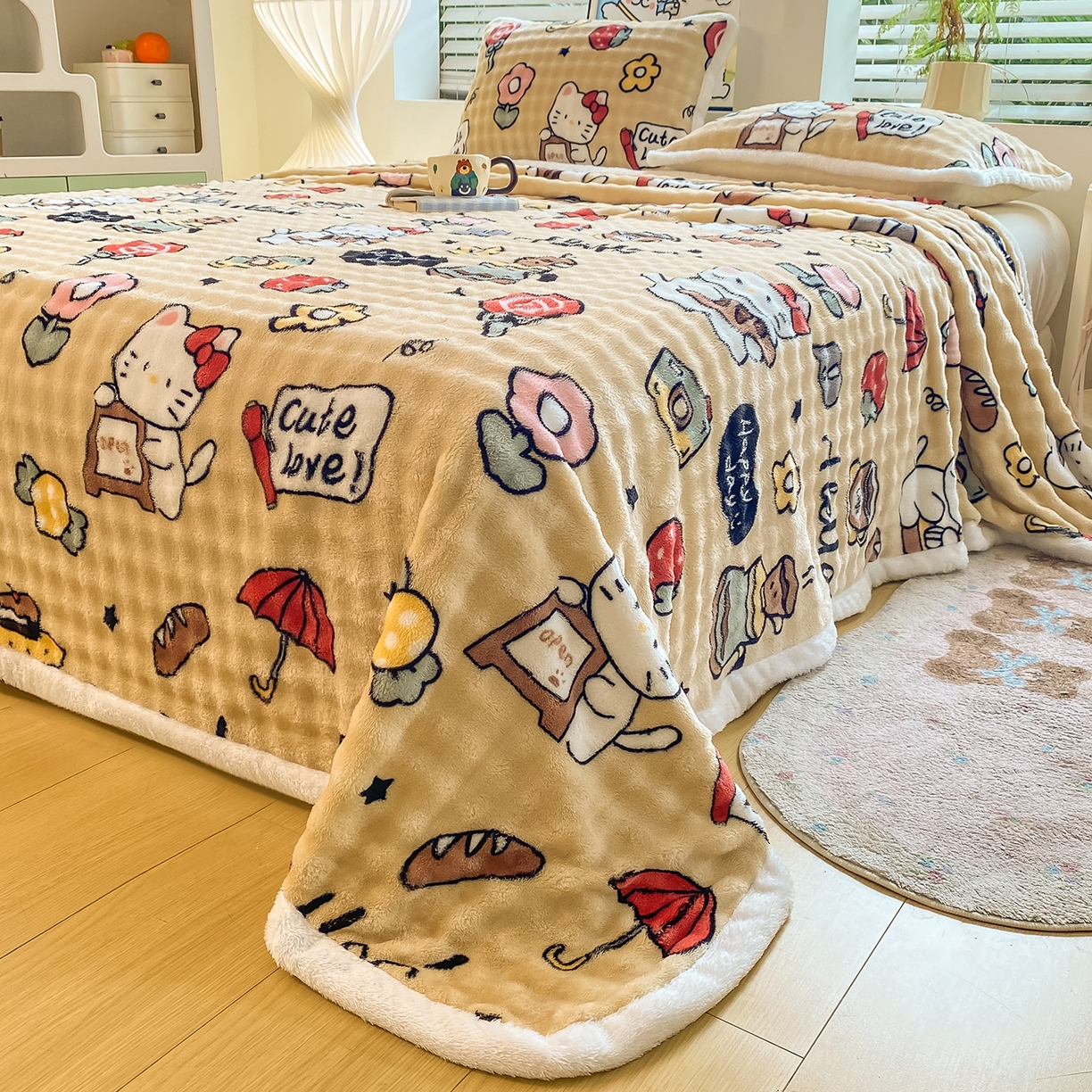 91家纺网 家纺一手货源 找家纺 眠势力 2025新款暖绒泡泡床单冬季保暖被单牛奶绒床单罩 可爱多【暖绒泡泡床单】