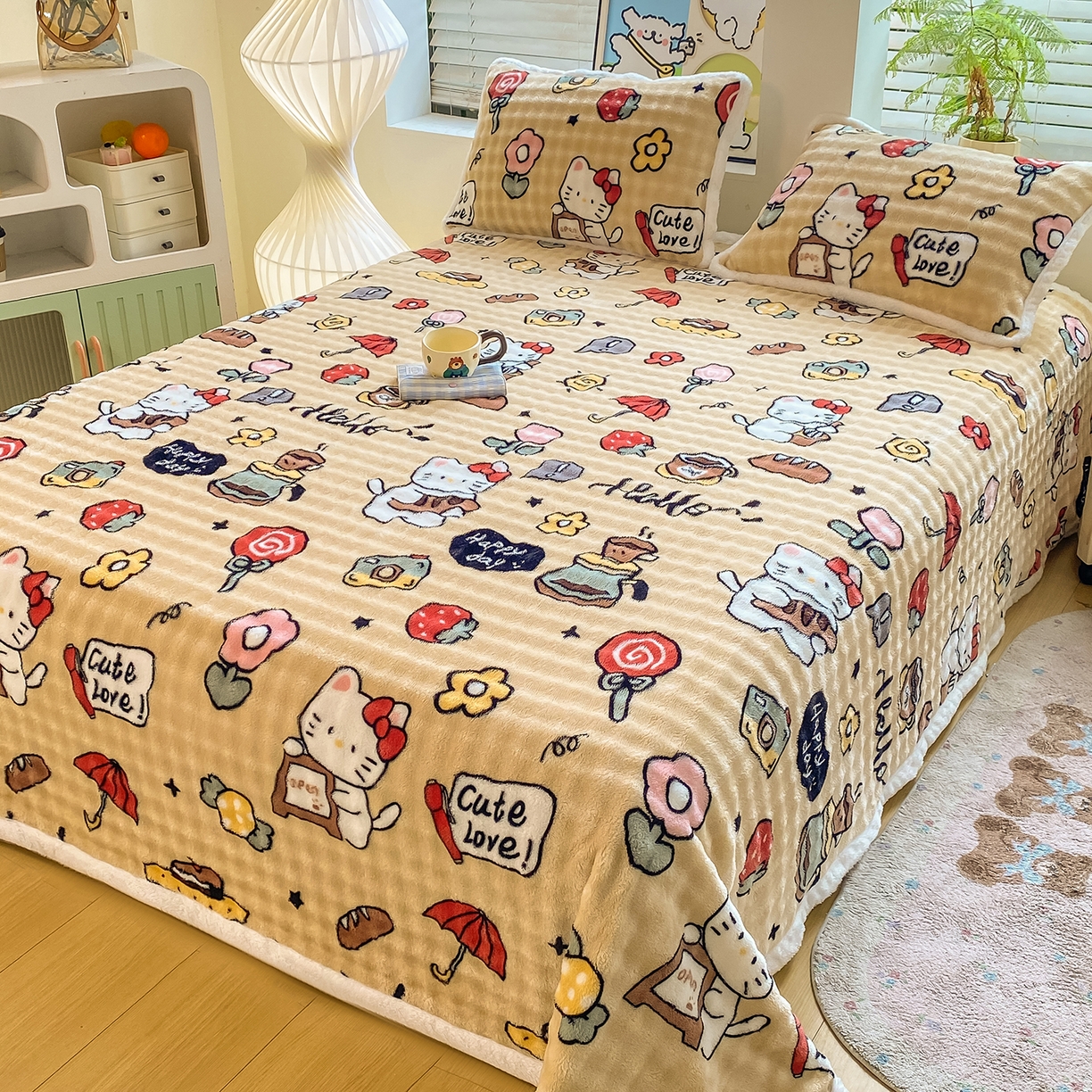 91家纺网 家纺一手货源 找家纺 眠势力 2025新款暖绒泡泡床单冬季保暖被单牛奶绒床单罩 可爱多【暖绒泡泡床单】