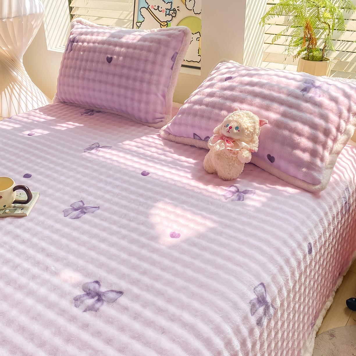 91家纺网 家纺一手货源 找家纺 眠势力 2025新款暖绒泡泡床单冬季保暖被单牛奶绒床单罩 罗马情节【暖绒泡泡床单】