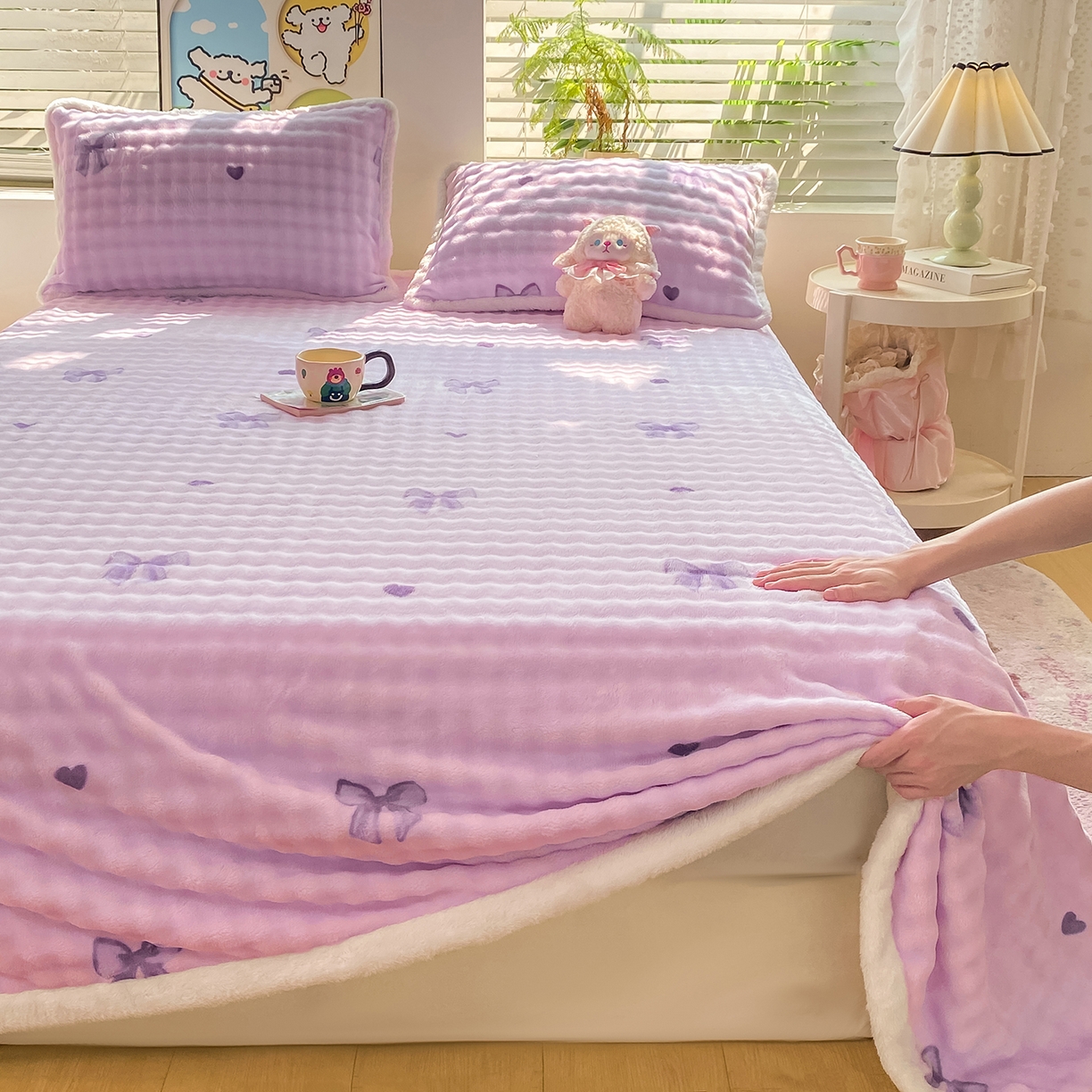 91家纺网 家纺一手货源 找家纺 眠势力 2025新款暖绒泡泡床单冬季保暖被单牛奶绒床单罩 罗马情节【暖绒泡泡床单】