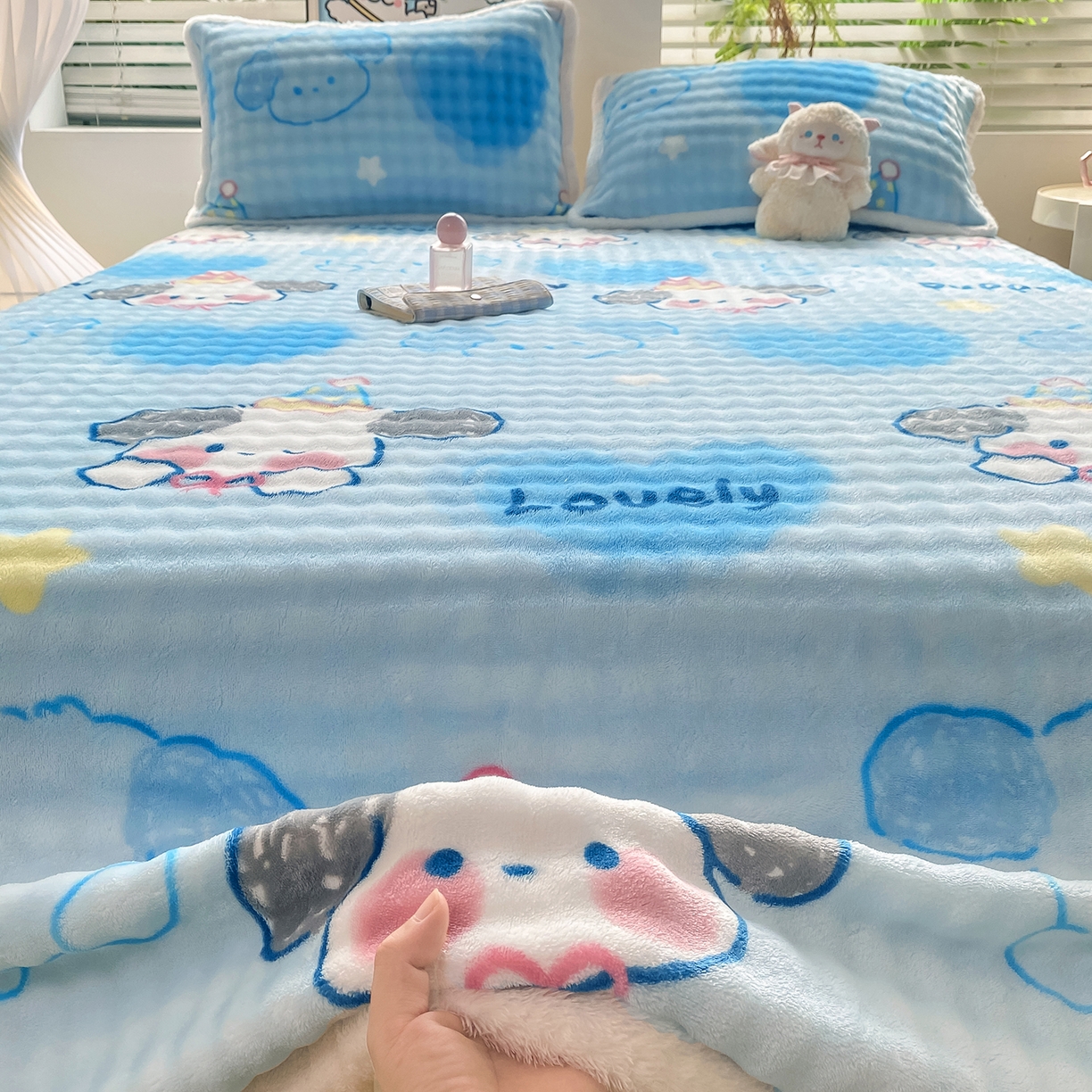 91家纺网 家纺一手货源 找家纺 眠势力 2025新款暖绒泡泡床单冬季保暖被单牛奶绒床单罩 趴趴狗【暖绒泡泡床单】