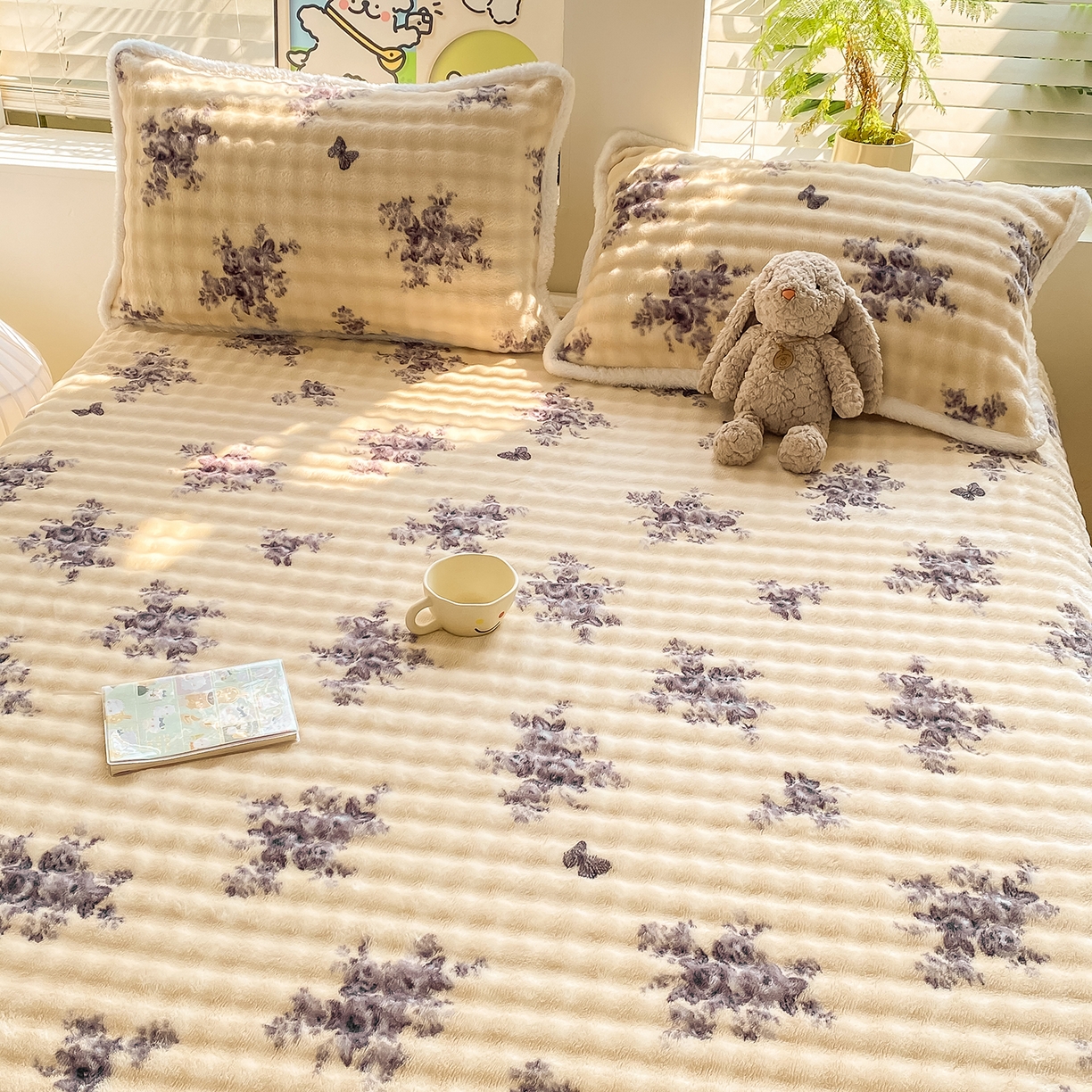 91家纺网 家纺一手货源 找家纺 眠势力 2025新款暖绒泡泡床单冬季保暖被单牛奶绒床单罩 水墨江南【暖绒泡泡床单】