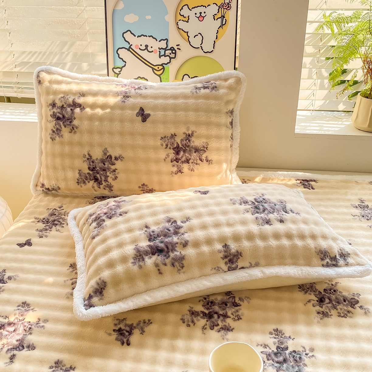 91家纺网 家纺一手货源 找家纺 眠势力 2025新款暖绒泡泡床单冬季保暖被单牛奶绒床单罩 水墨江南【暖绒泡泡床单】