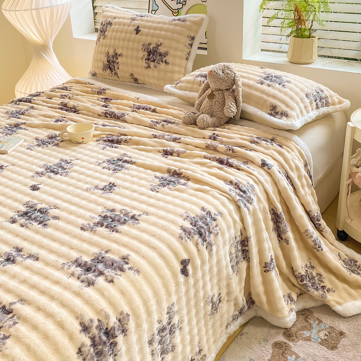 91家纺网 家纺一手货源 找家纺 眠势力 2025新款暖绒泡泡床单冬季保暖被单牛奶绒床单罩 水墨江南【暖绒泡泡床单】