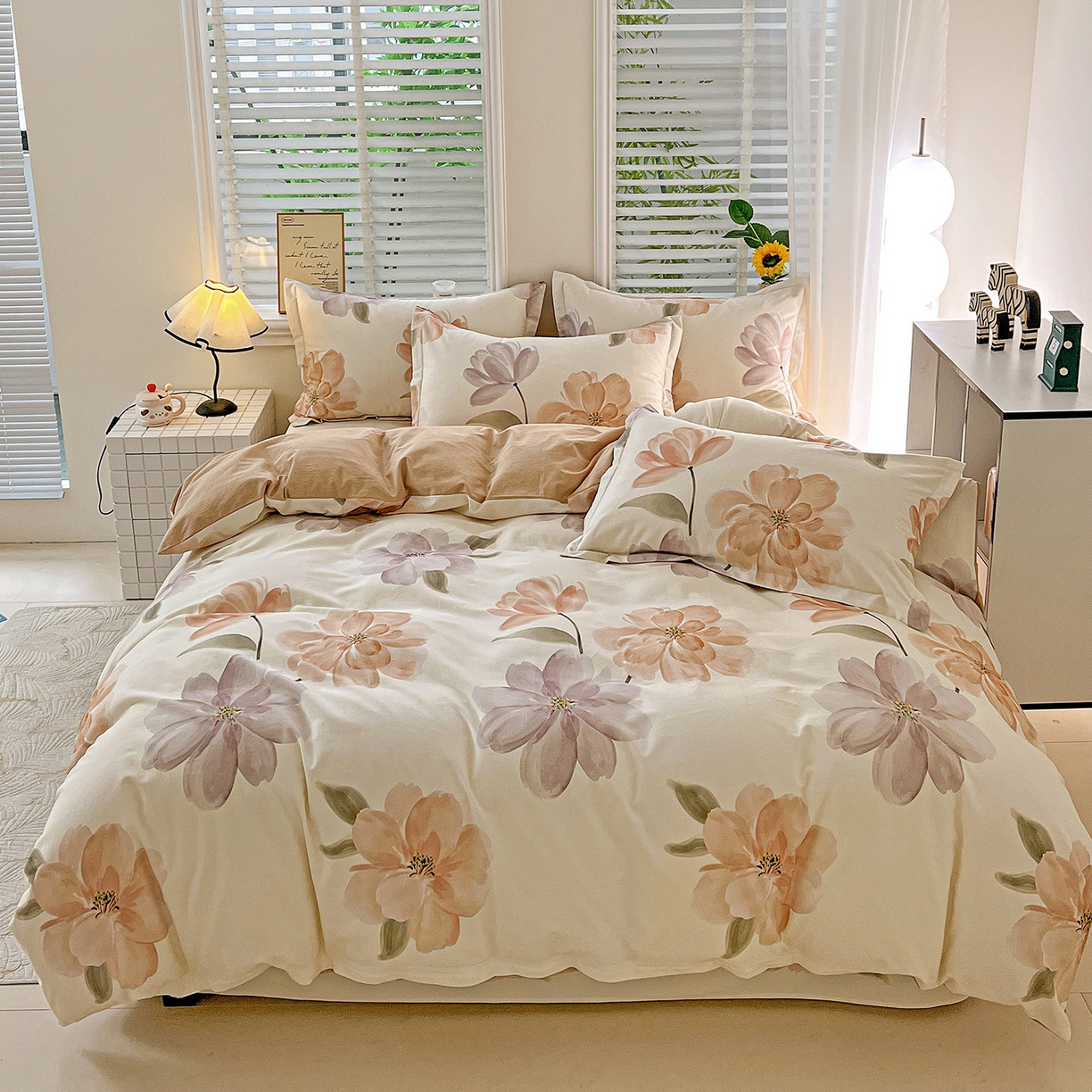 91家纺网 家纺一手货源 找家纺 （总）依庭 2025新款高克重全棉纯棉磨毛印花四件套