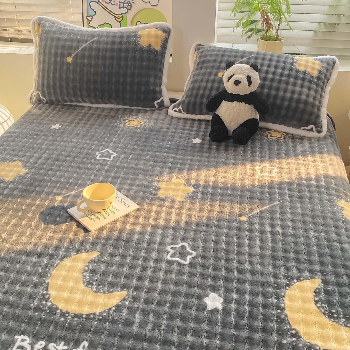 91家纺网 家纺一手货源 找家纺 眠势力 2025新款暖绒泡泡床单冬季保暖被单牛奶绒床单罩 月亮湾【暖绒泡泡床单】