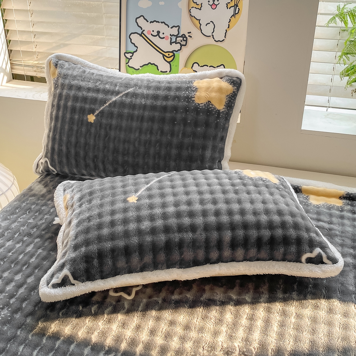 91家纺网 家纺一手货源 找家纺 眠势力 2025新款暖绒泡泡床单冬季保暖被单牛奶绒床单罩 月亮湾【暖绒泡泡床单】