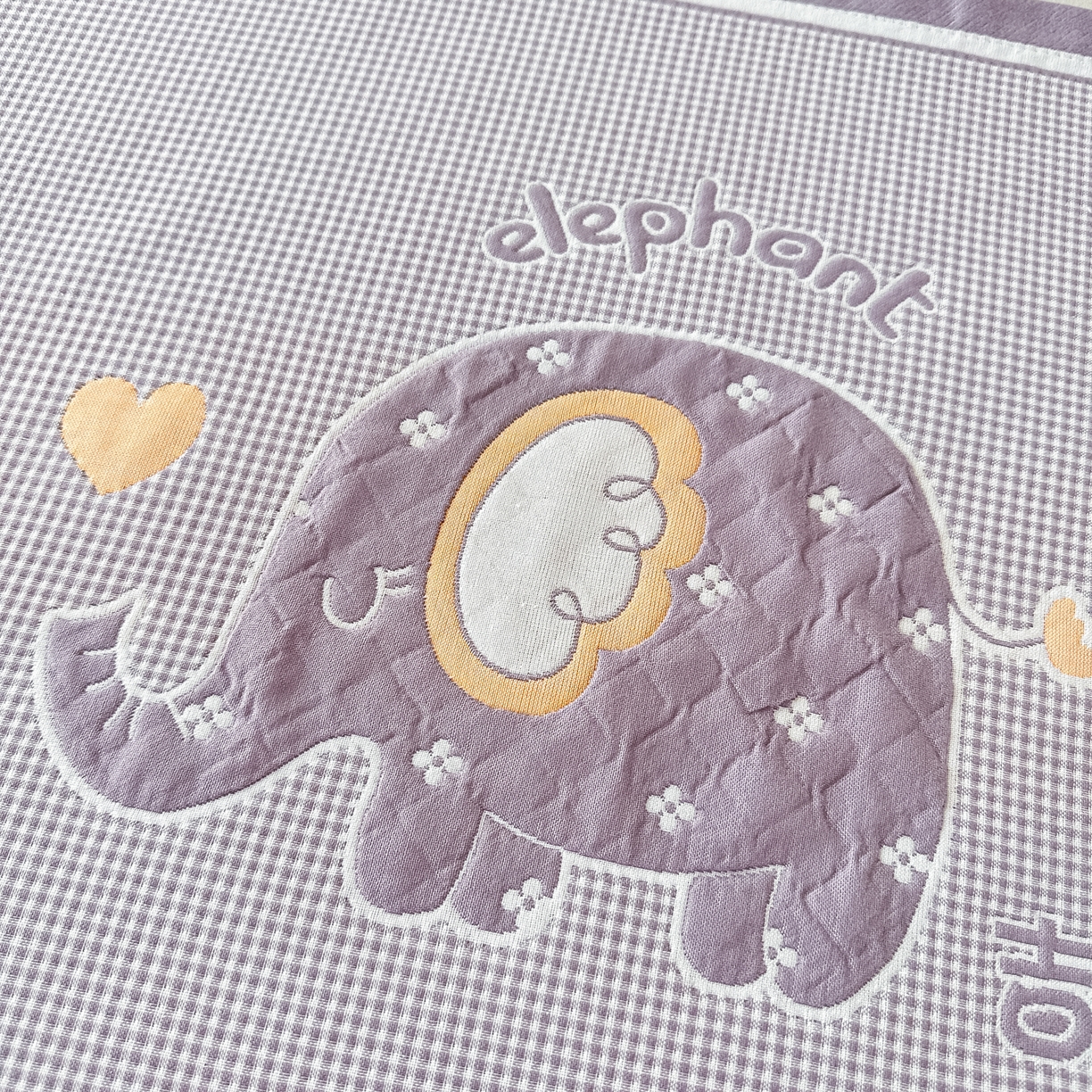 91家纺网 家纺一手货源 找家纺 沐瑟家纺 2025新款亲肤柔软纱布小米格枕巾 小象-灰 52*78cm枕巾/对