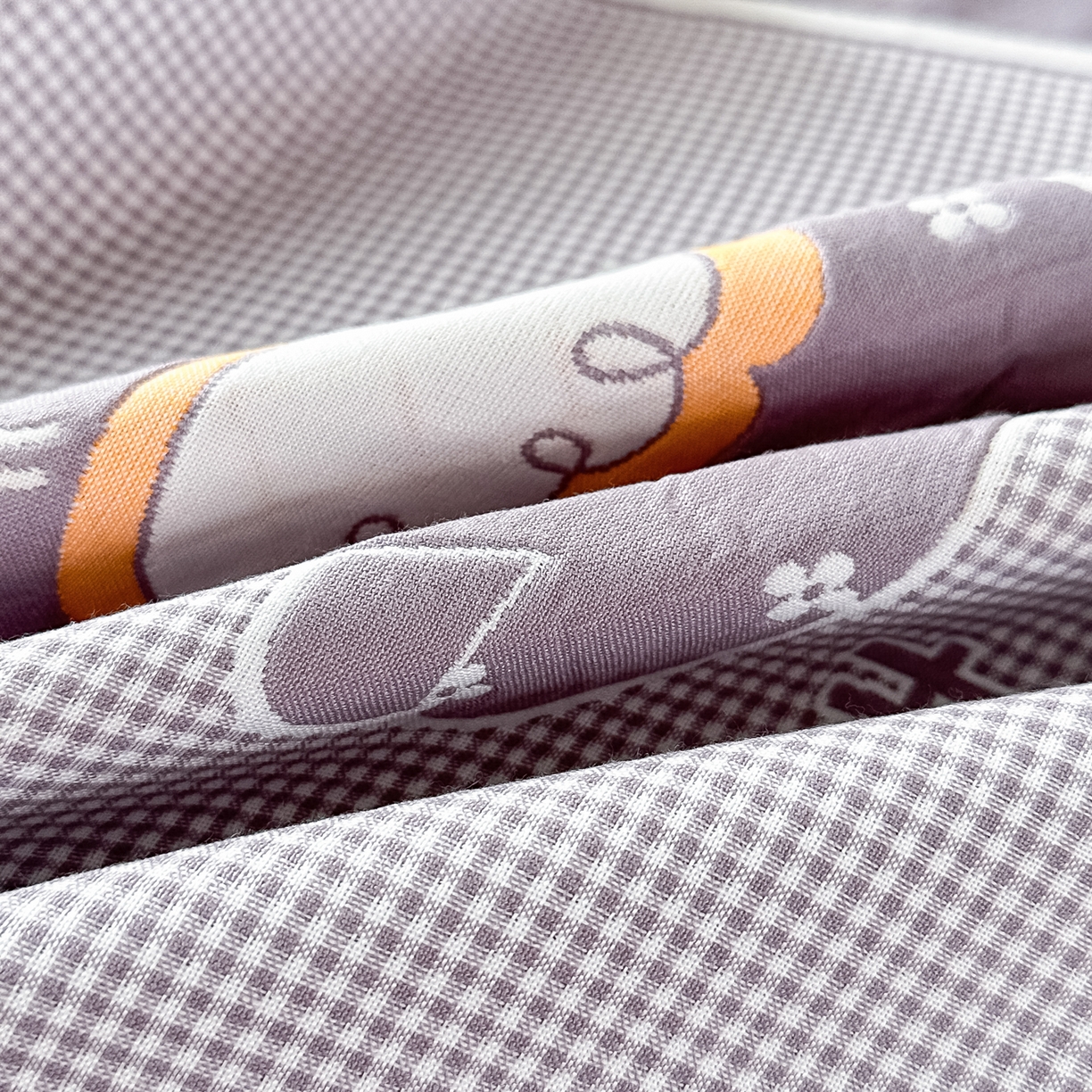 91家纺网 家纺一手货源 找家纺 沐瑟家纺 2025新款亲肤柔软纱布小米格枕巾 小象-灰 52*78cm枕巾/对