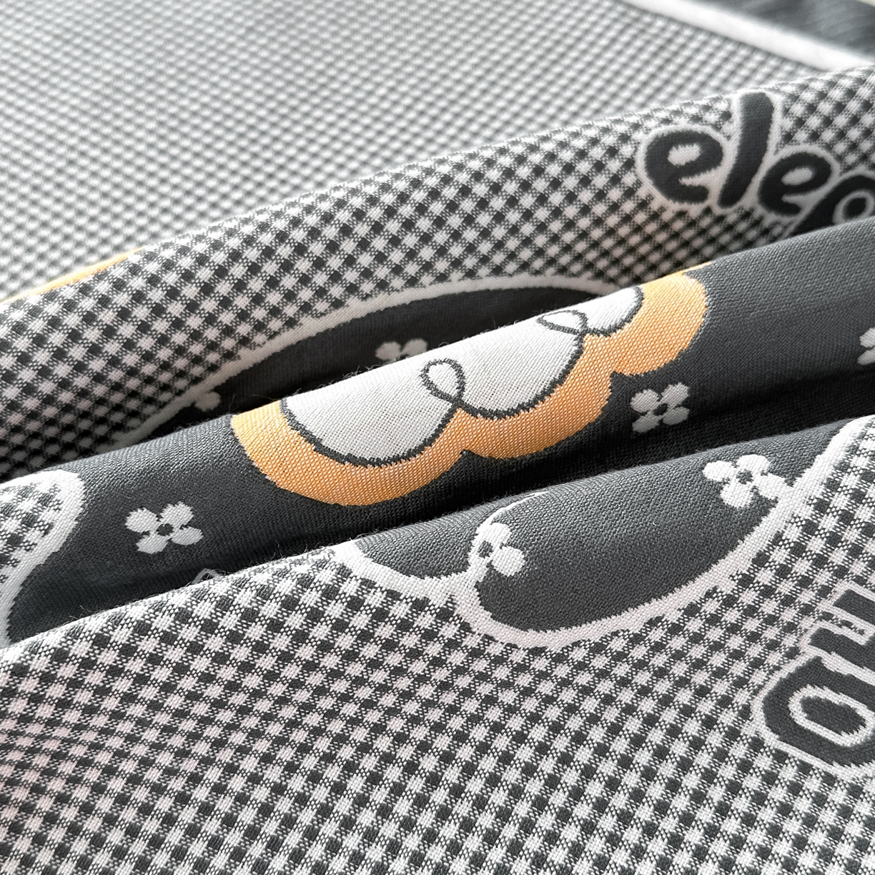 91家纺网 家纺一手货源 找家纺 沐瑟家纺 2025新款亲肤柔软纱布小米格枕巾 小象-深灰 52*78cm枕巾/只