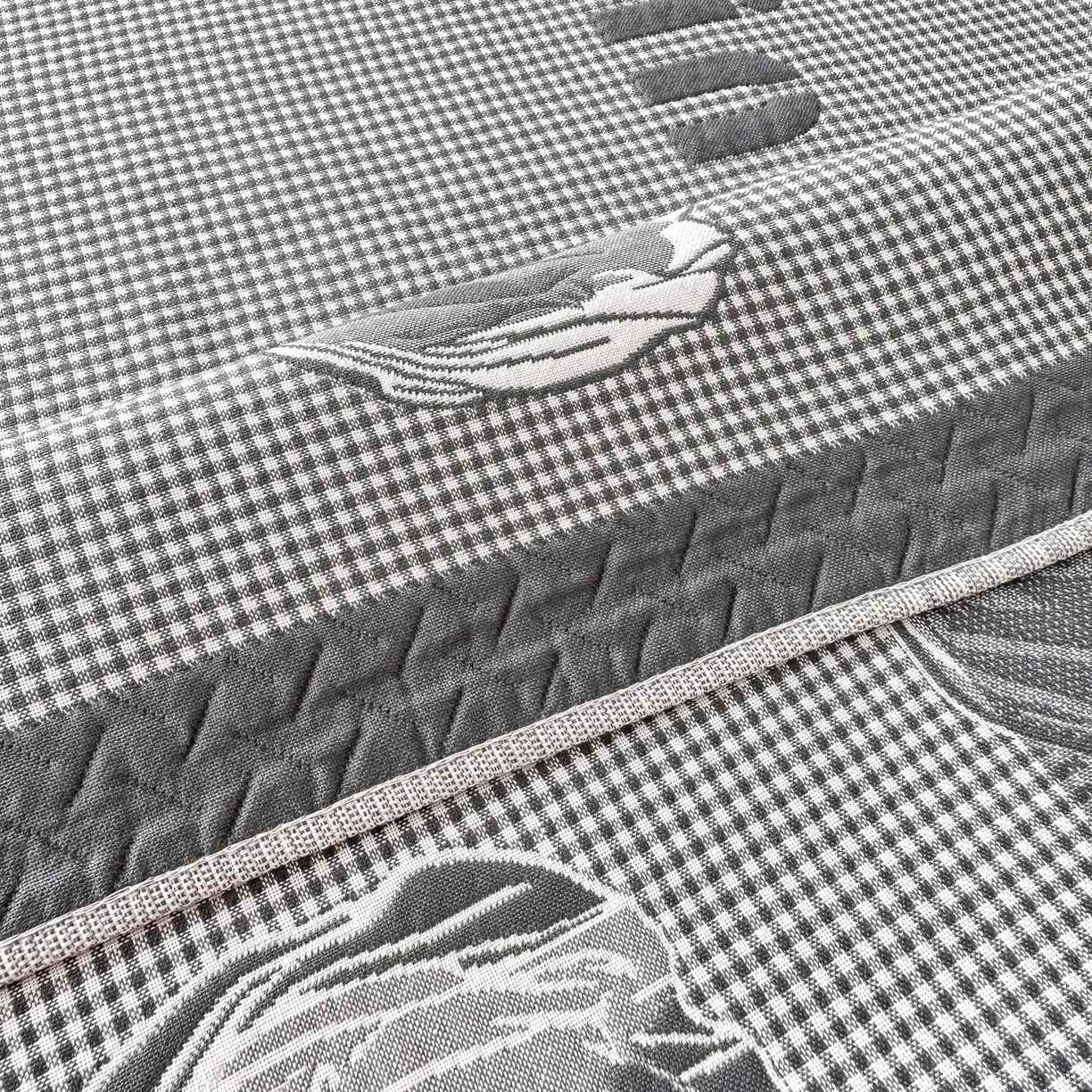 91家纺网 家纺一手货源 找家纺 沐瑟家纺 2025新款亲肤柔软纱布小米格枕巾 郁金香-深灰 52*78cm枕巾/只