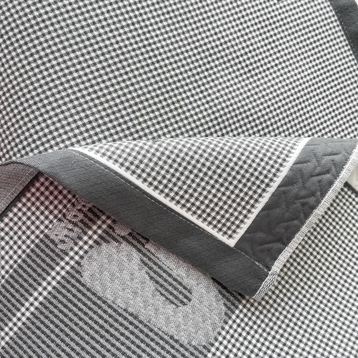 91家纺网 家纺一手货源 找家纺 沐瑟家纺 2025新款亲肤柔软纱布小米格枕巾 M兔-深灰 52*78cm枕巾/只