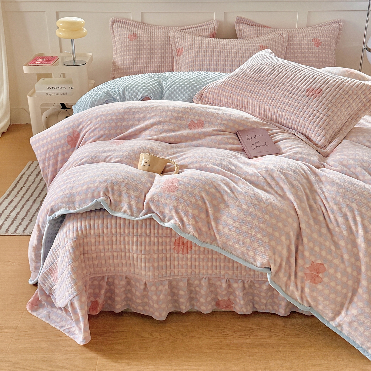 91家纺网 家纺一手货源 找家纺 （总）欧尚 2025新款豆豆绒床盖四件套