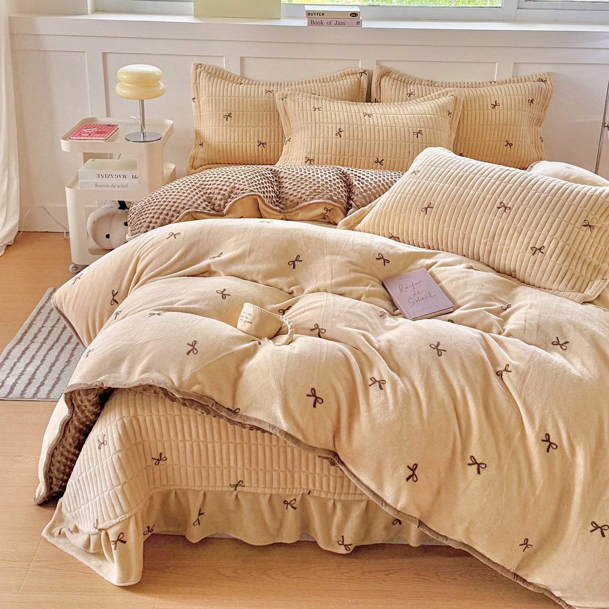 91家纺网 家纺一手货源 找家纺 （总）欧尚 2025新款豆豆绒床盖四件套