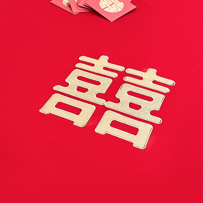 91家纺网 家纺一手货源 找家纺 极梦家纺 2025新款大红婚庆床笠三件套床垫保护套 双喜临门床笠款