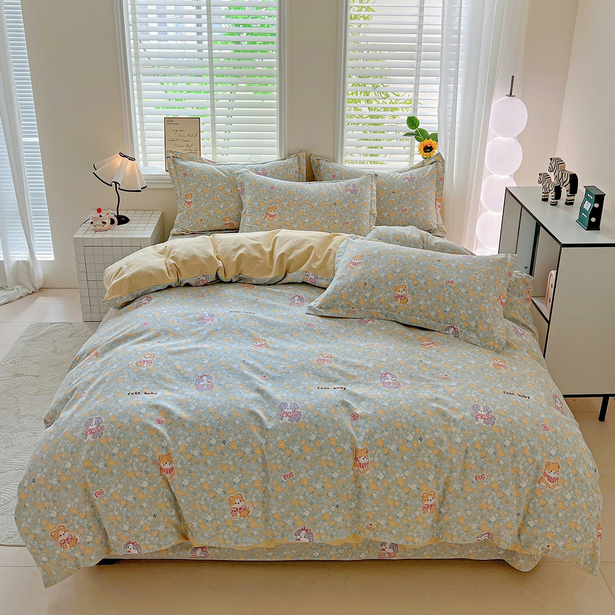 依庭 2025新款高克重全棉纯棉磨毛印花四件套 清新花园