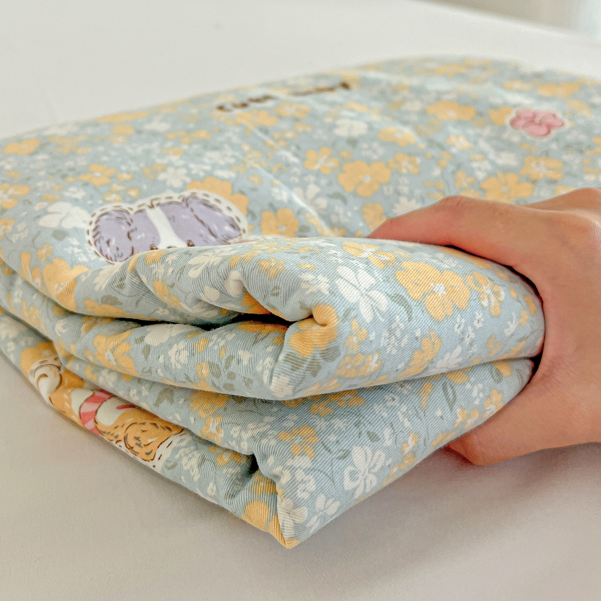 91家纺网 家纺一手货源 找家纺 依庭 2025新款高克重全棉纯棉磨毛印花四件套 清新花园