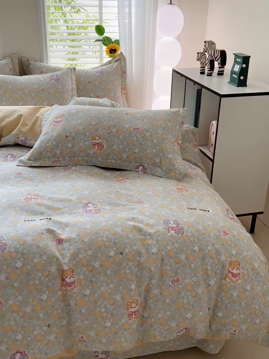 91家纺网 家纺一手货源 找家纺 依庭 2025新款高克重全棉纯棉磨毛印花四件套 清新花园