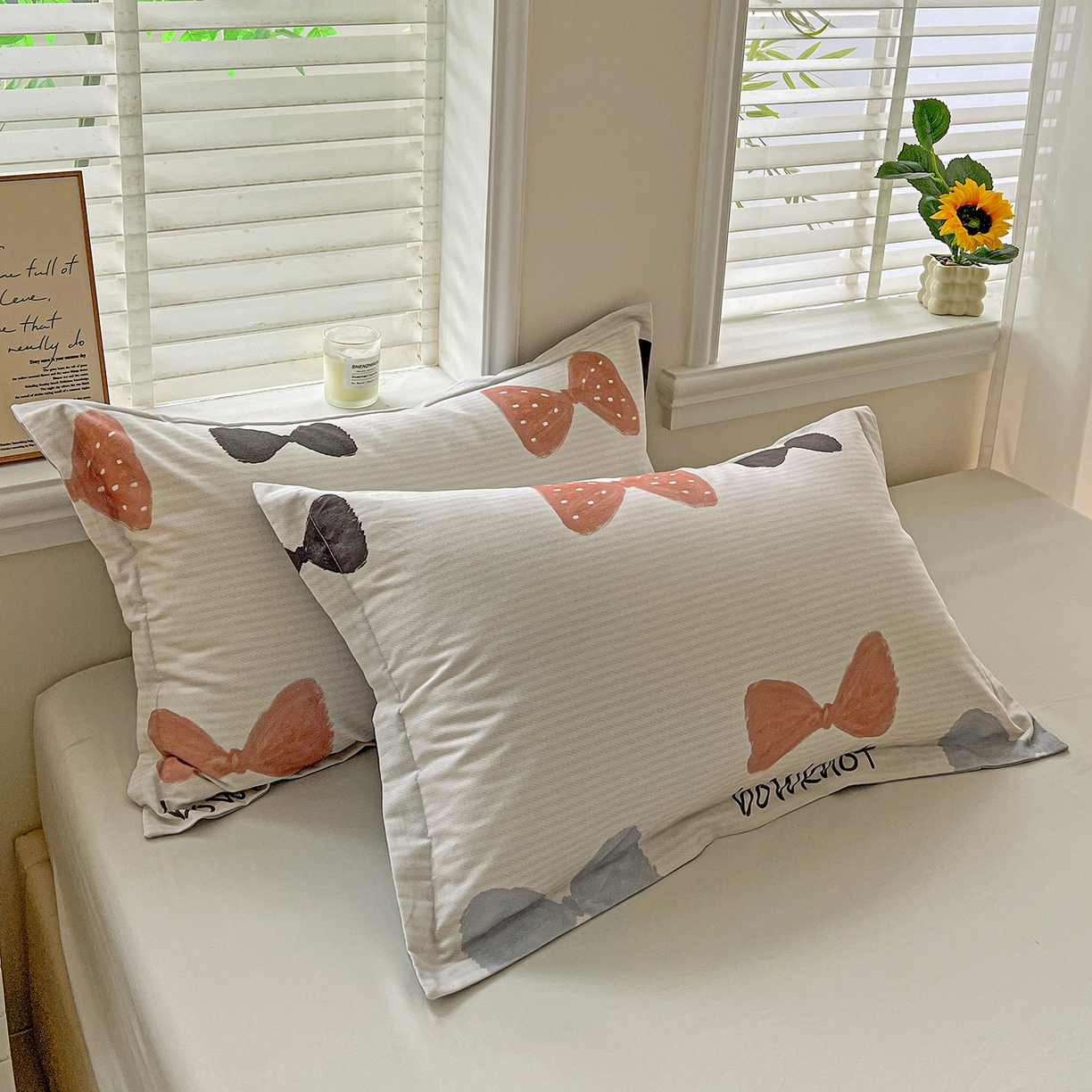 91家纺网 家纺一手货源 找家纺 依庭 2025新款高克重全棉纯棉磨毛印花四件套 笙白-桔