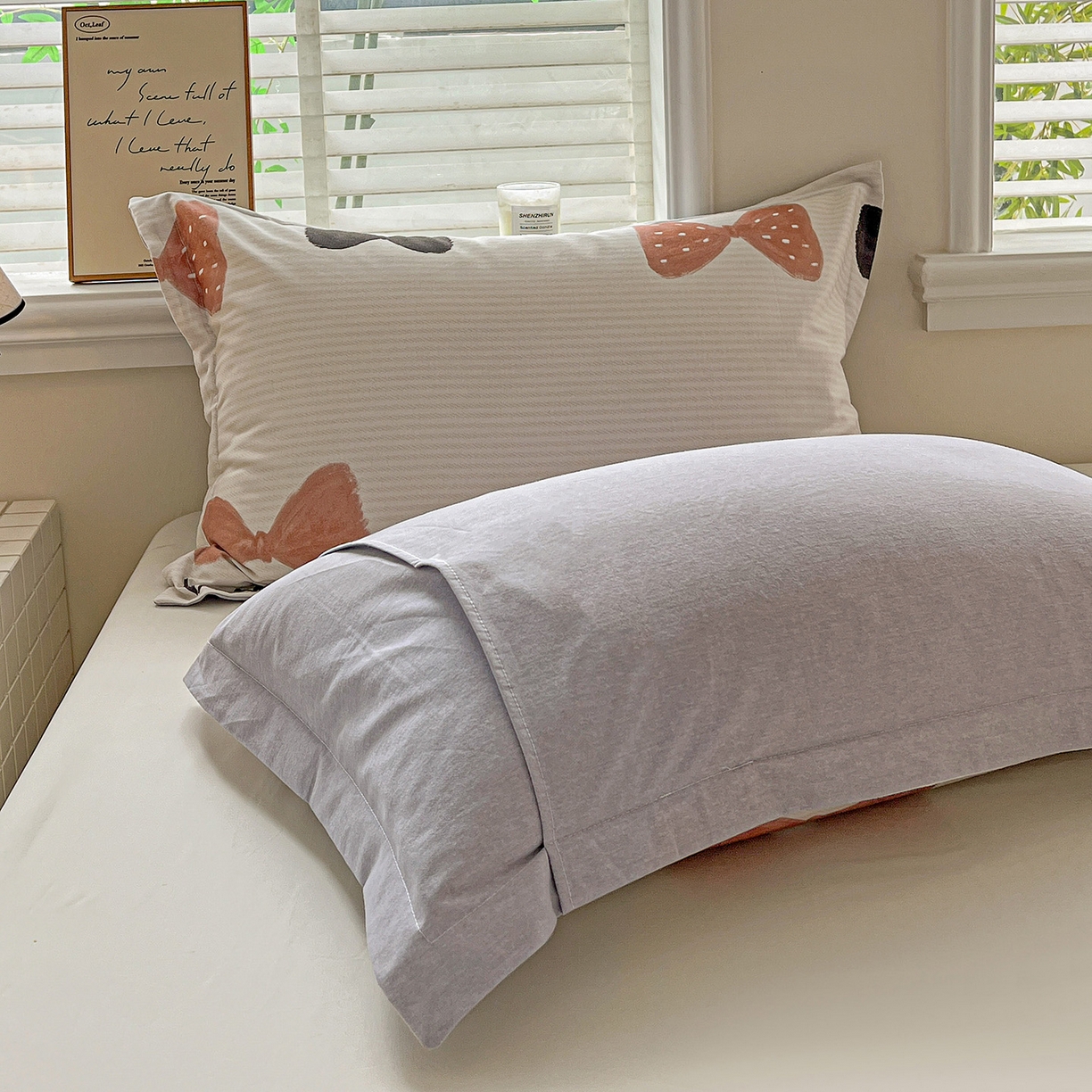 91家纺网 家纺一手货源 找家纺 依庭 2025新款高克重全棉纯棉磨毛印花四件套 笙白-桔