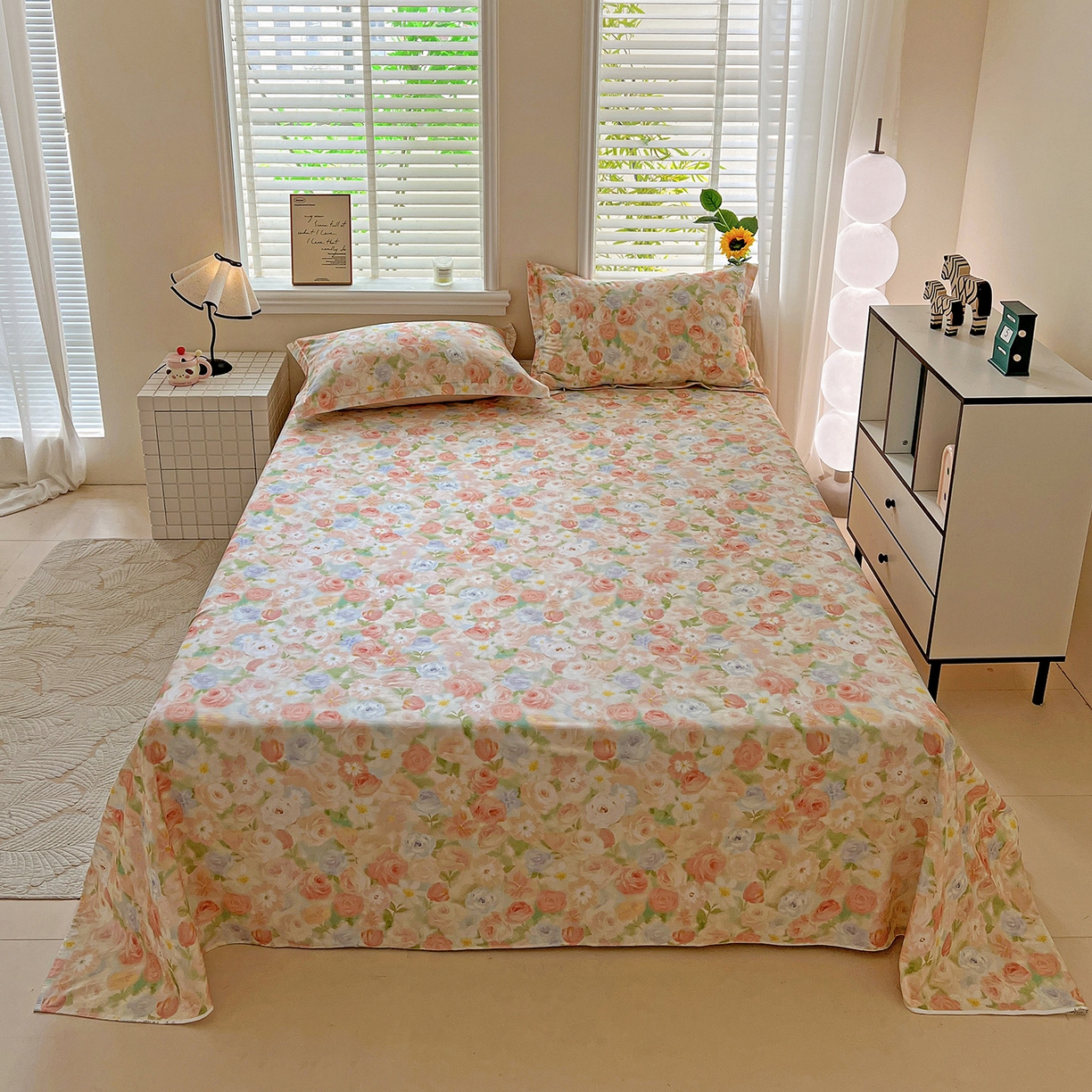 91家纺网 家纺一手货源 找家纺 依庭 2025新款高克重全棉纯棉磨毛印花四件套 甜梦茶语