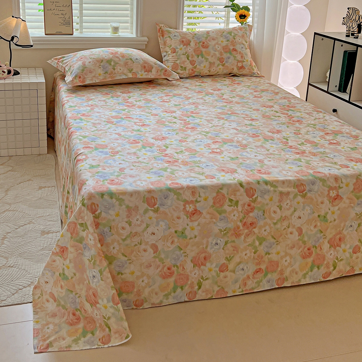 91家纺网 家纺一手货源 找家纺 依庭 2025新款高克重全棉纯棉磨毛印花四件套 甜梦茶语