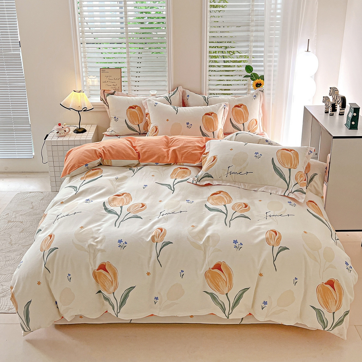 依庭 2025新款高克重全棉纯棉磨毛印花四件套 甜心花语