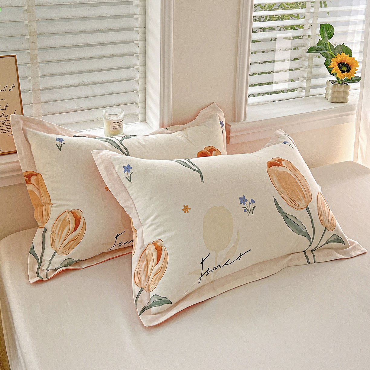 91家纺网 家纺一手货源 找家纺 依庭 2025新款高克重全棉纯棉磨毛印花四件套 甜心花语