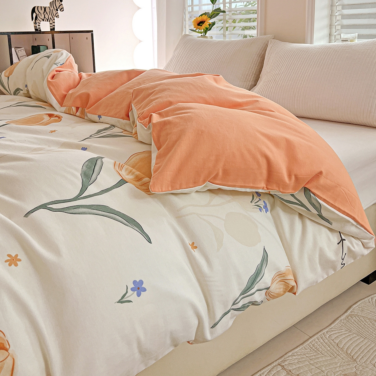 91家纺网 家纺一手货源 找家纺 依庭 2025新款高克重全棉纯棉磨毛印花四件套 甜心花语