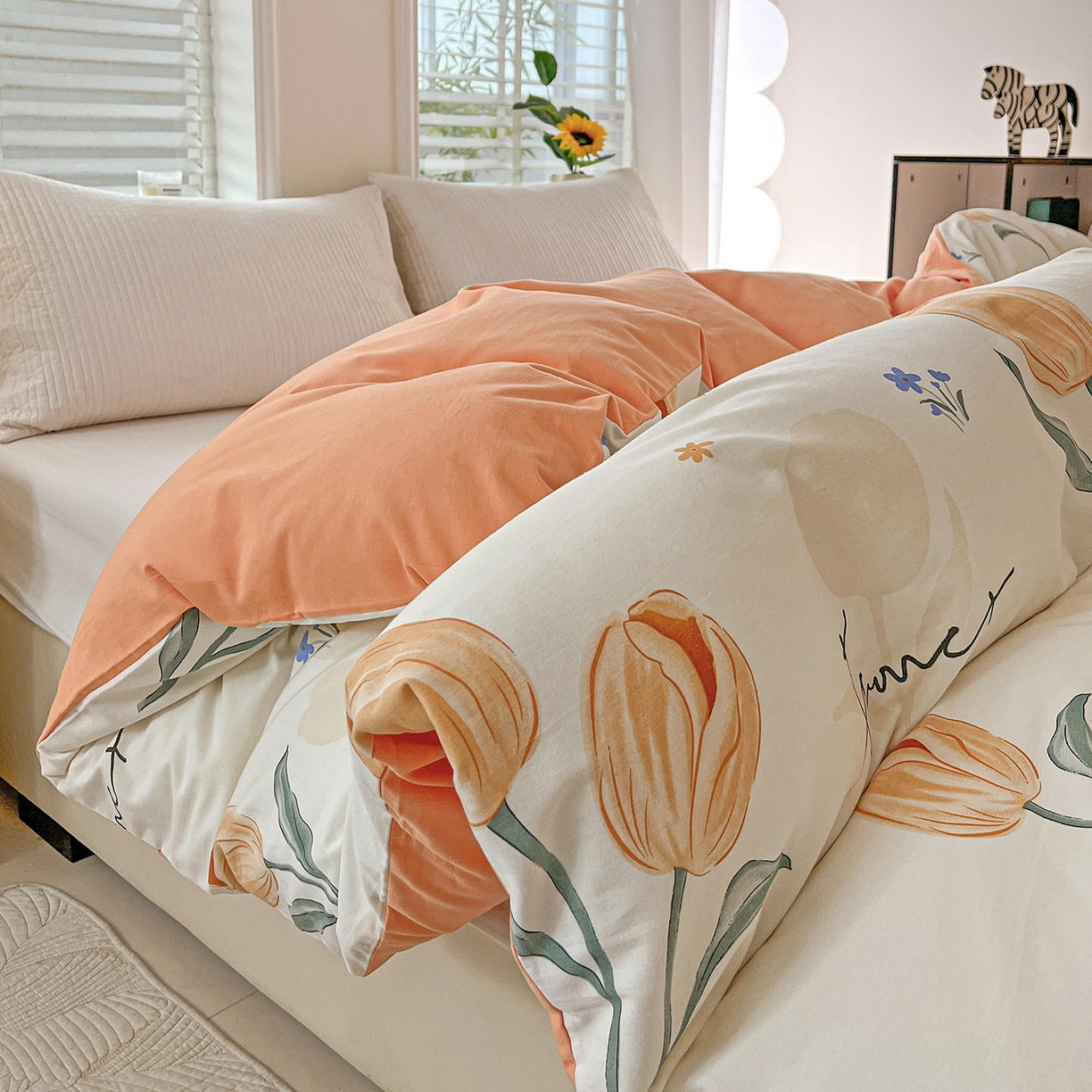 91家纺网 家纺一手货源 找家纺 依庭 2025新款高克重全棉纯棉磨毛印花四件套 甜心花语