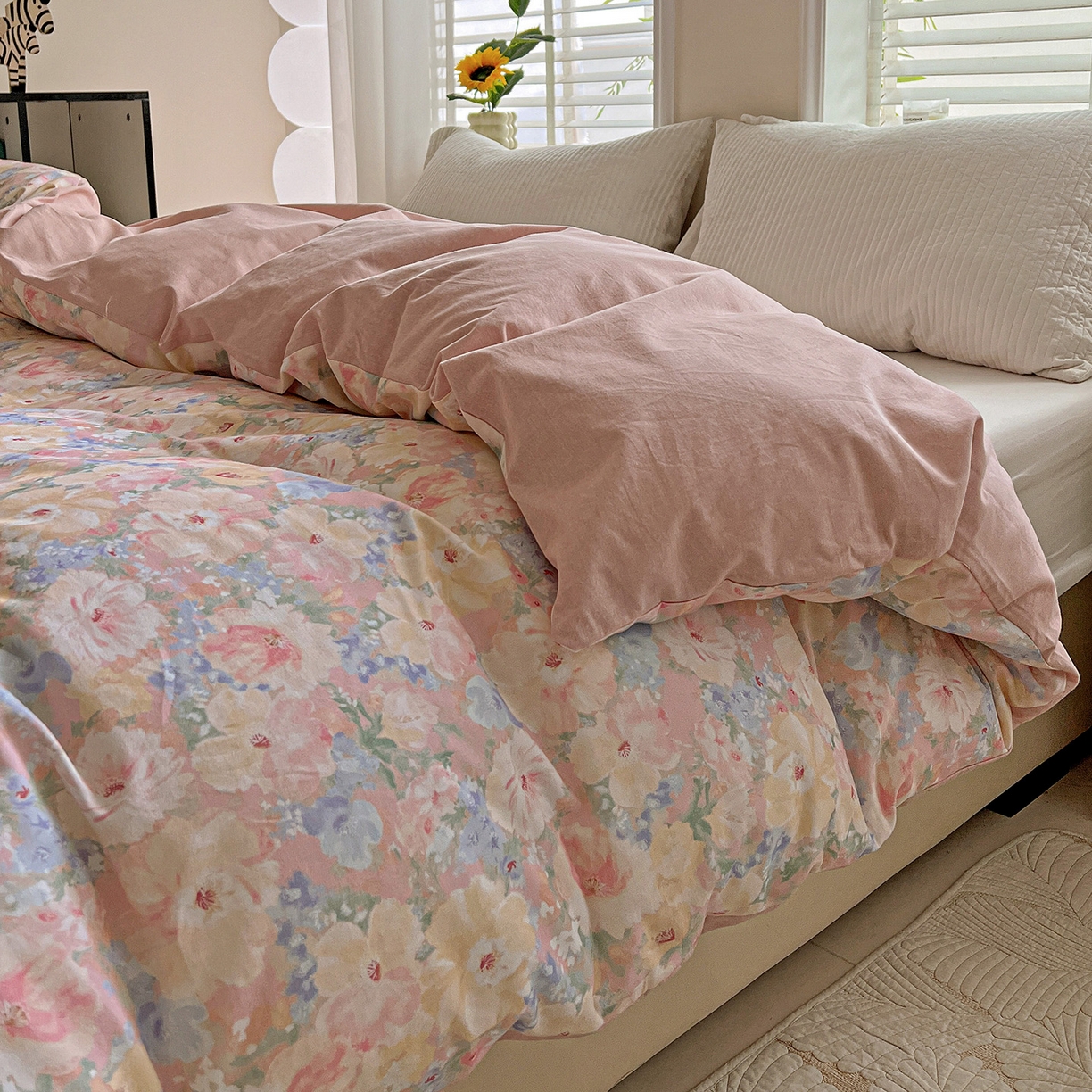 91家纺网 家纺一手货源 找家纺 依庭 2025新款高克重全棉纯棉磨毛印花四件套 仙女星辰