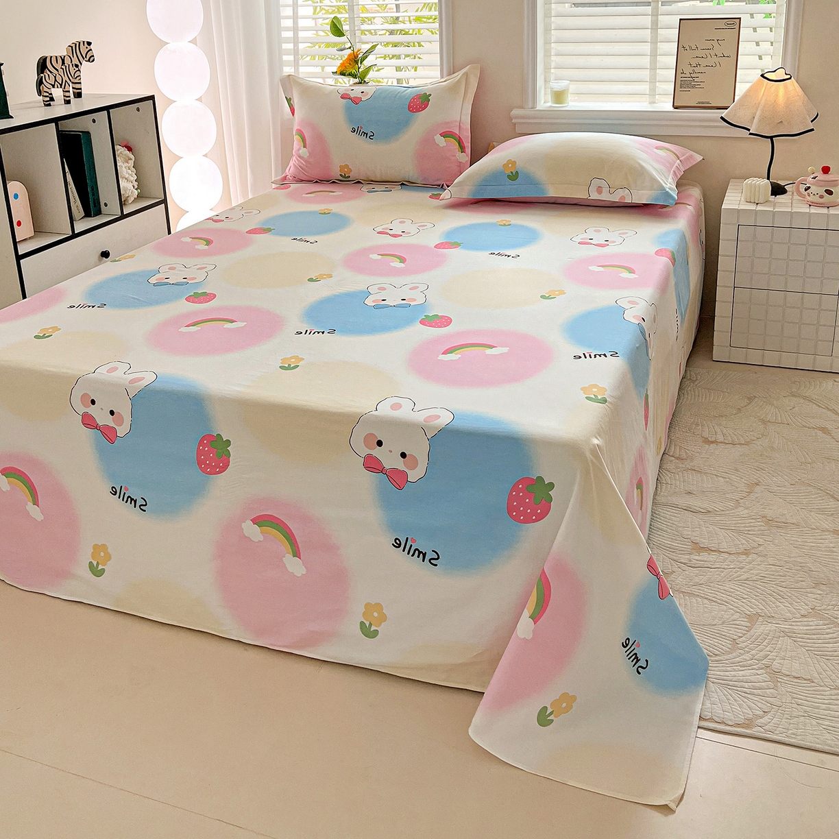 91家纺网 家纺一手货源 找家纺 依庭 2025新款高克重全棉纯棉磨毛印花四件套 小欢喜