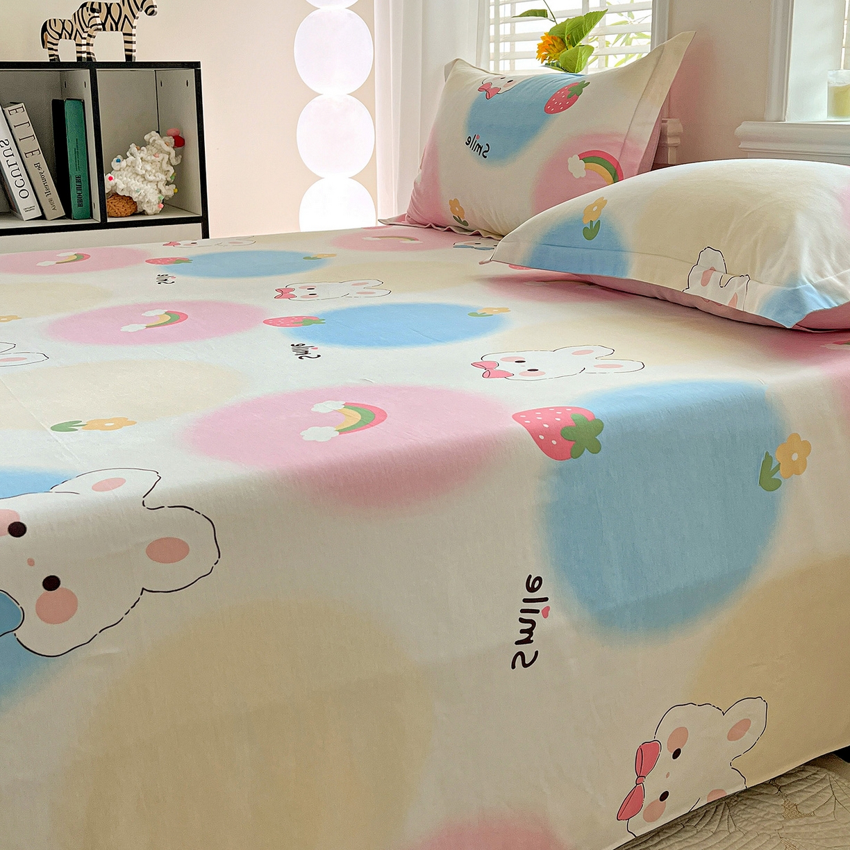 91家纺网 家纺一手货源 找家纺 依庭 2025新款高克重全棉纯棉磨毛印花四件套 小欢喜