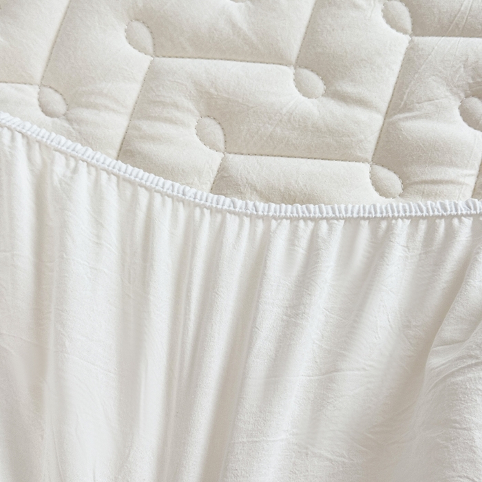 91家纺网 家纺一手货源 找家纺 小萌虎 2025新款全棉色织水洗棉新疆棉花床笠 初棉-米白