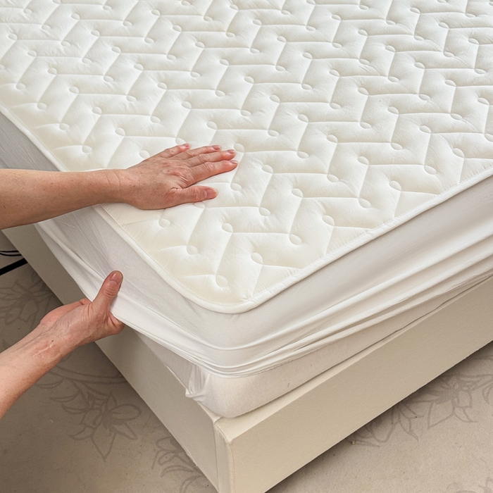 91家纺网 家纺一手货源 找家纺 小萌虎 2025新款全棉色织水洗棉新疆棉花床笠 初棉-米白