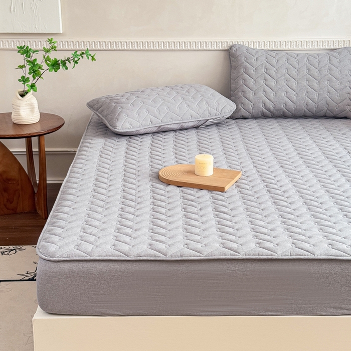 91家纺网 家纺一手货源 找家纺 小萌虎 2025新款全棉色织水洗棉新疆棉花床笠 初棉-灰