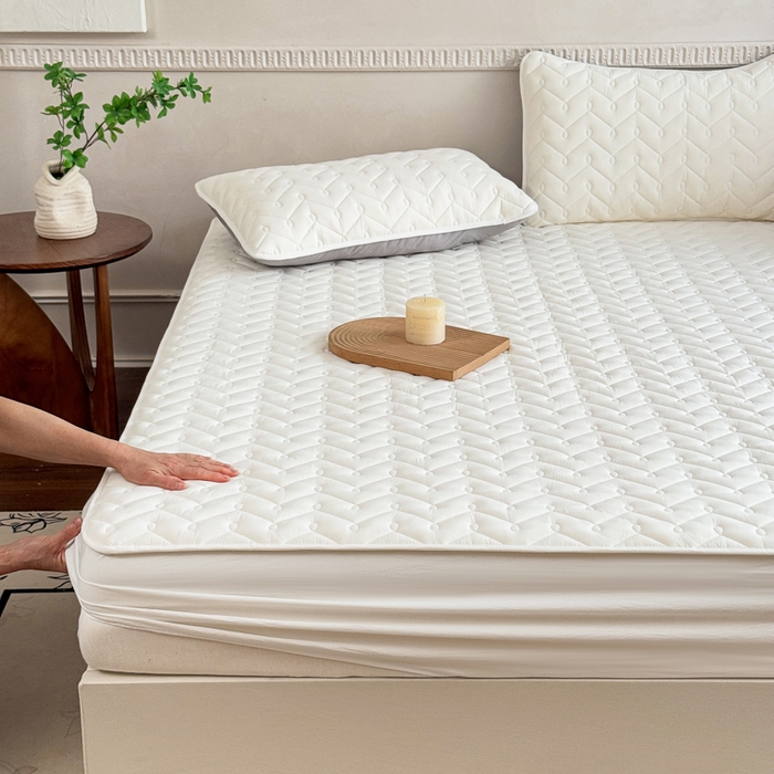 91家纺网 家纺一手货源 找家纺 小萌虎 2025新款全棉色织水洗棉新疆棉花床笠 初棉-米白