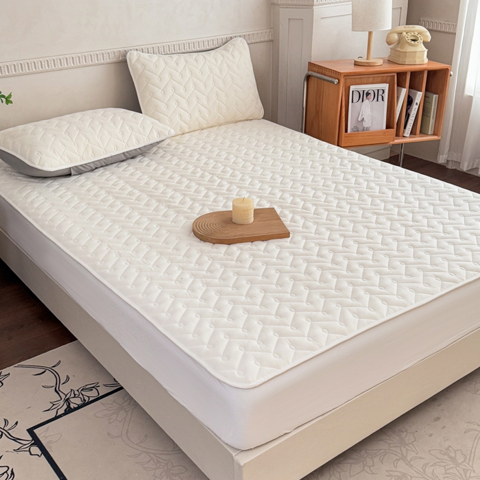 91家纺网 家纺一手货源 找家纺 小萌虎 2025新款全棉色织水洗棉新疆棉花床笠 初棉-米白