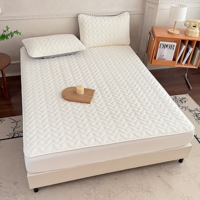 91家纺网 家纺一手货源 找家纺 小萌虎 2025新款全棉色织水洗棉新疆棉花床笠 初棉-米白