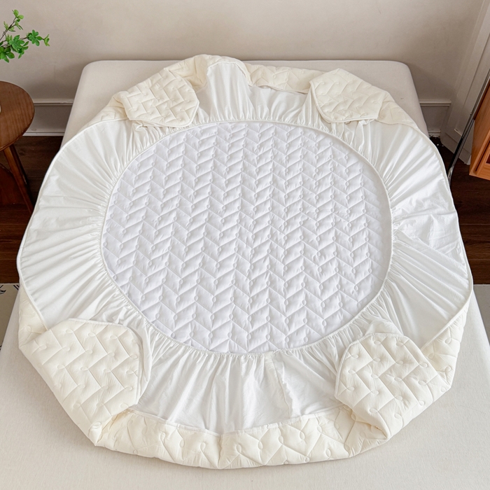 91家纺网 家纺一手货源 找家纺 小萌虎 2025新款全棉色织水洗棉新疆棉花床笠 初棉-米白