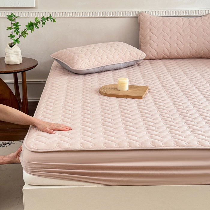 91家纺网 家纺一手货源 找家纺 小萌虎 2025新款全棉色织水洗棉新疆棉花床笠 初棉-奶咖