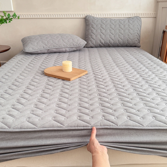 91家纺网 家纺一手货源 找家纺 小萌虎 2025新款全棉色织水洗棉新疆棉花床笠 初棉-灰