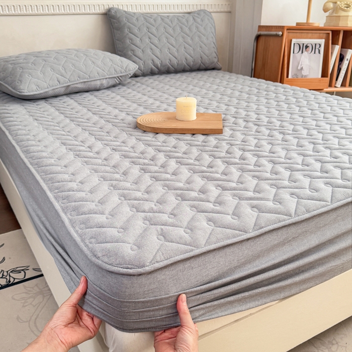 91家纺网 家纺一手货源 找家纺 小萌虎 2025新款全棉色织水洗棉新疆棉花床笠 初棉-灰